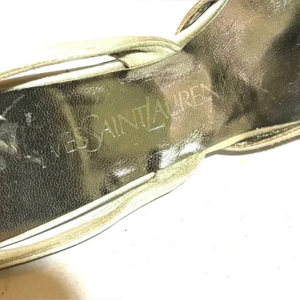 Yves Saint Laurent silver heels shoes size 5.5M - Picture 6 of 10